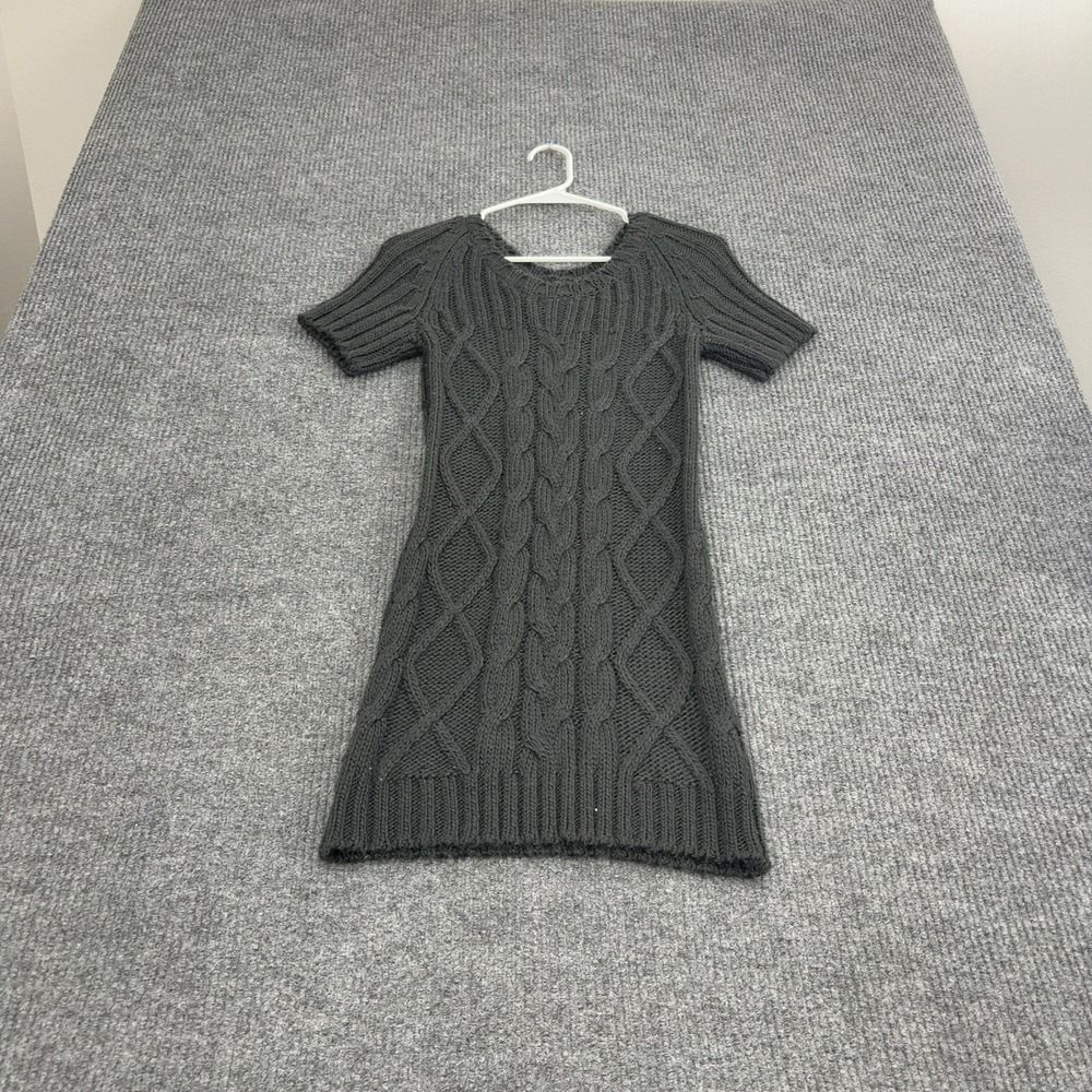 Wearing Your Heart‎ On Your Sleeve Dress Womens Grey Wool Alpaca Cable Knit Mini